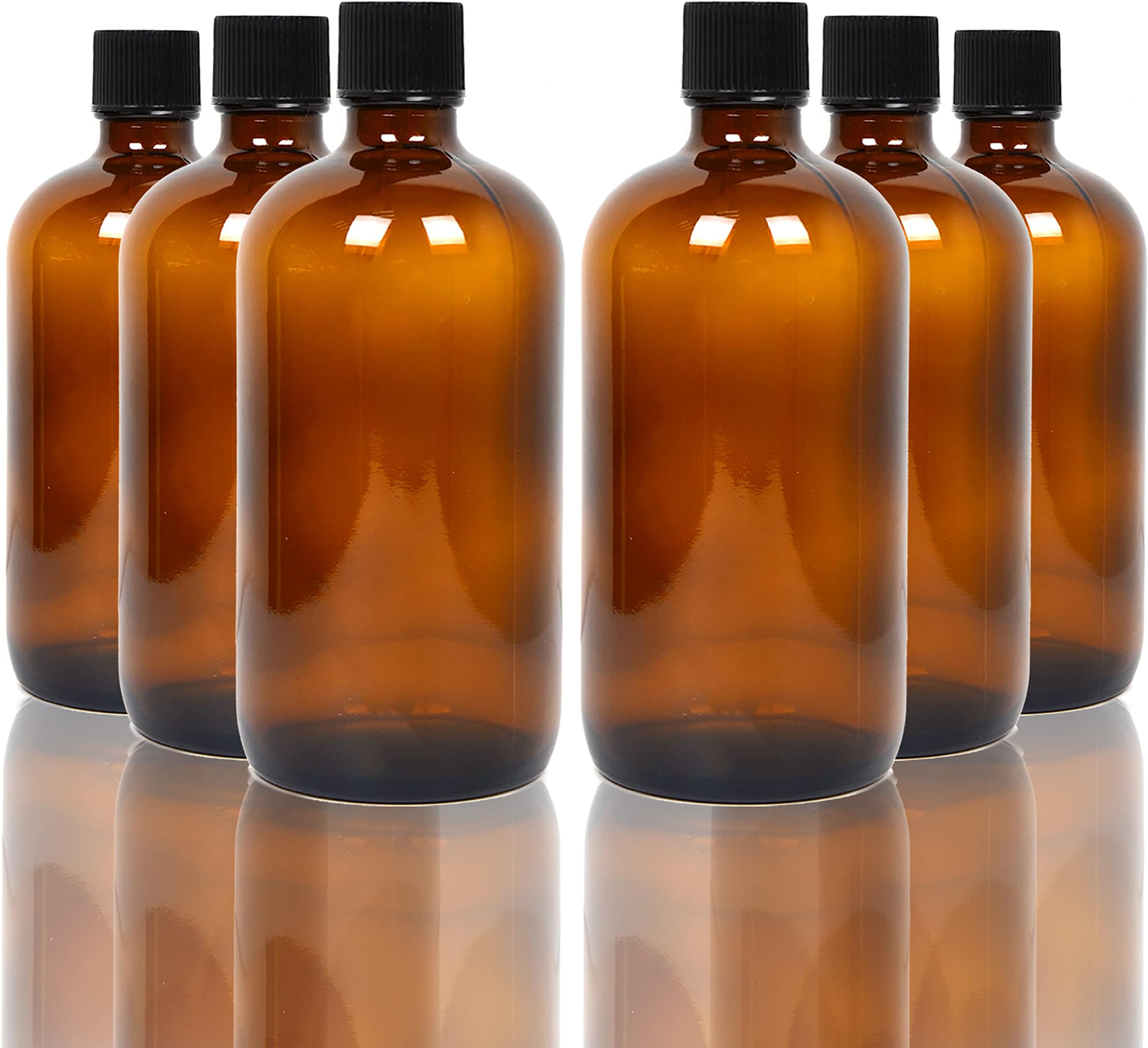 Youngever 3 Pack Empty Glass Bottles with Lids, Amber Glass