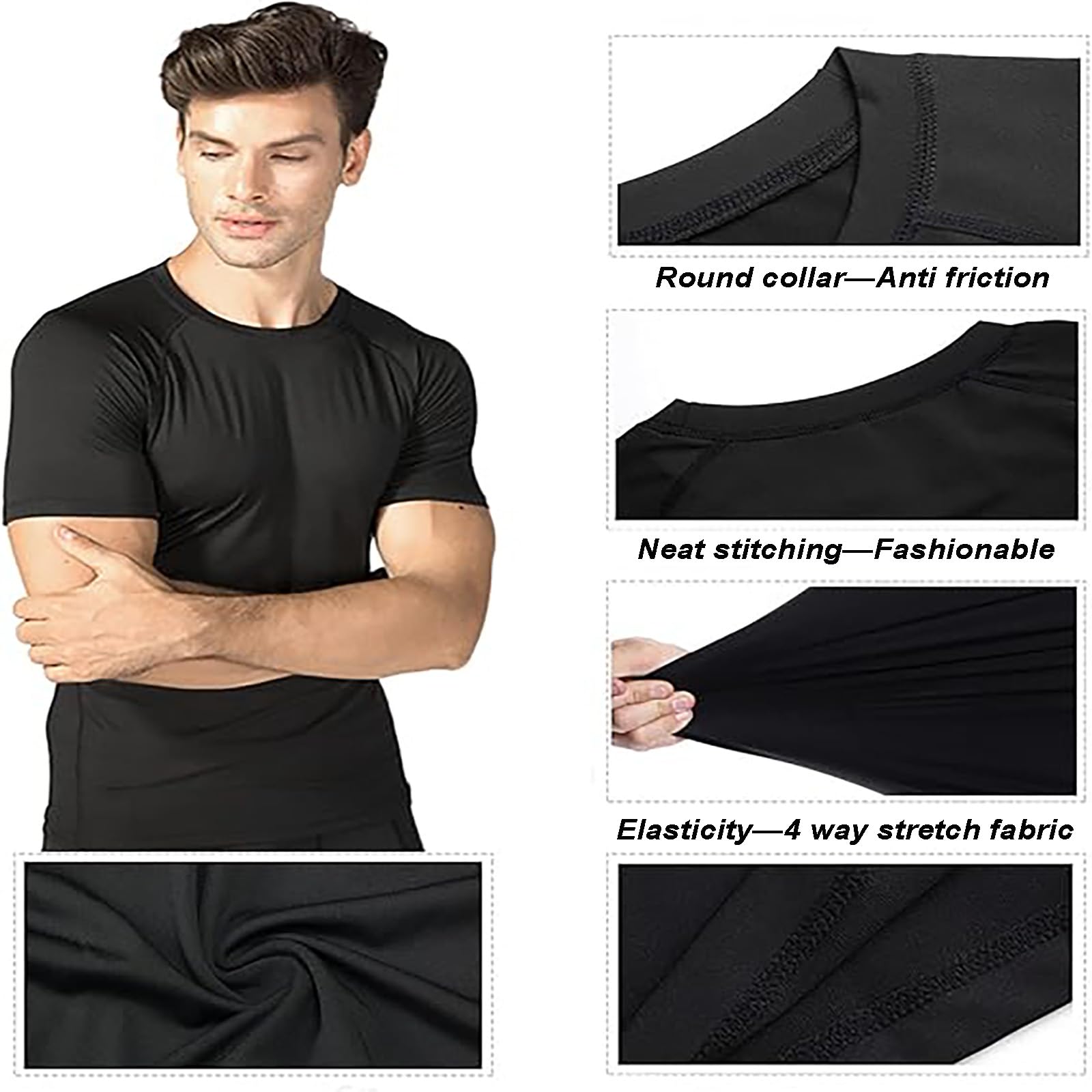 Camiseta Deportiva Hombre Manga Corta Secado Rápido Ropa Fútbol Correr Gimnasio Transpirable Cómoda