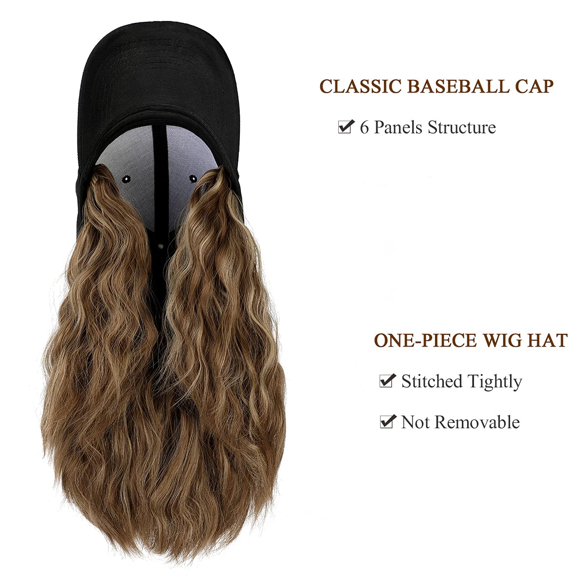 Amazon.com : Qlenkay Baseball Cap Hair with 14 inch Wave Curly Bob  Hairstyle Adjustable Wig Hat Attached Short Extensions Synthetic for Women  Light Brown Mix Ash Blonde : Beauty & Personal Care
