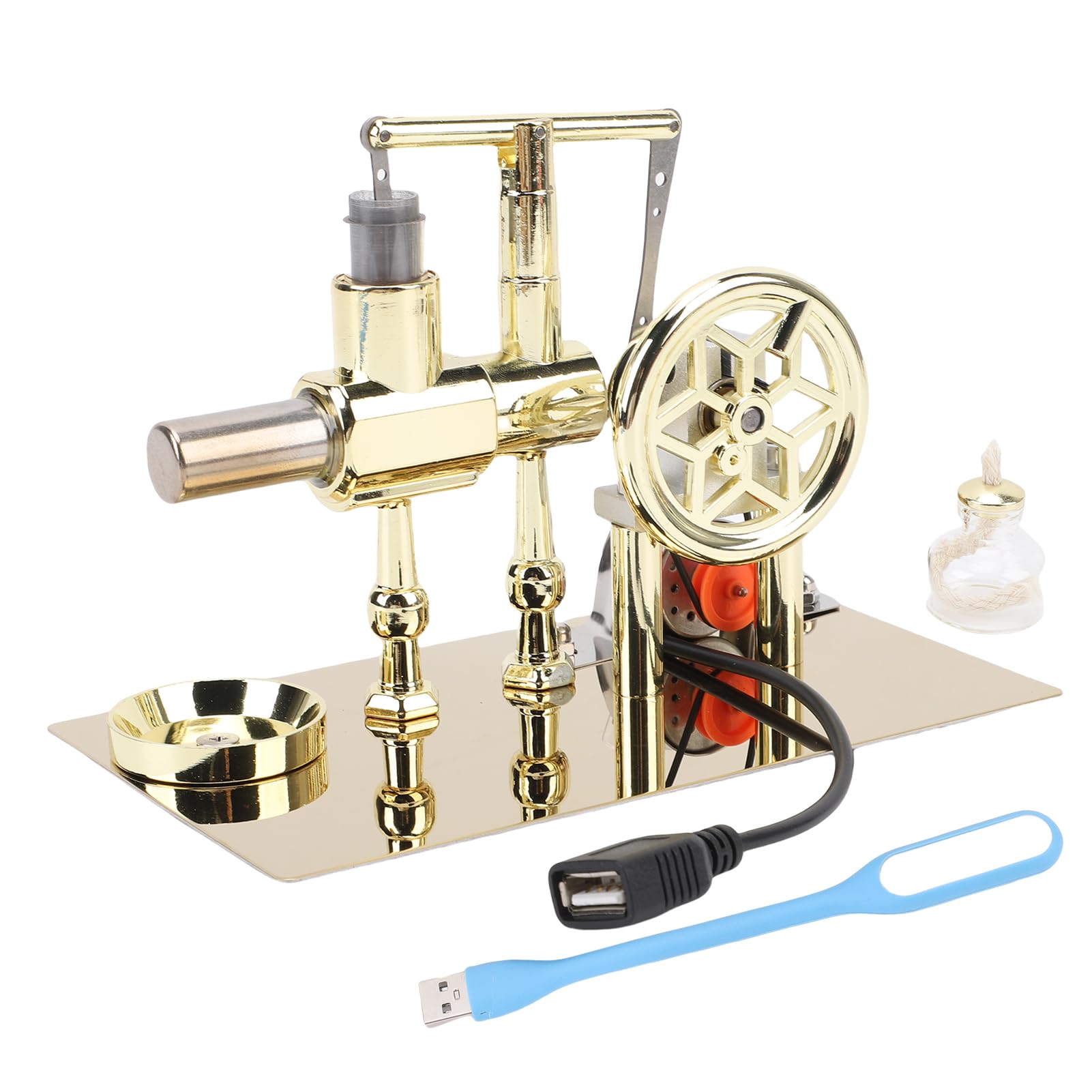 Tbest Modello di Motore Stirling con Luce LED Generatore di Calore Modello di Motore Kit Didattico per Adulti Giocattolo Educativo da Tavolo Modalità Stirling Principale del Corpo del di Materiale del