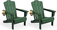 Vista 54 de Juego de sillas Adirondack plegables KINGYES de 2, Silla plegable Adirondack de HDPE para todo clima, Café