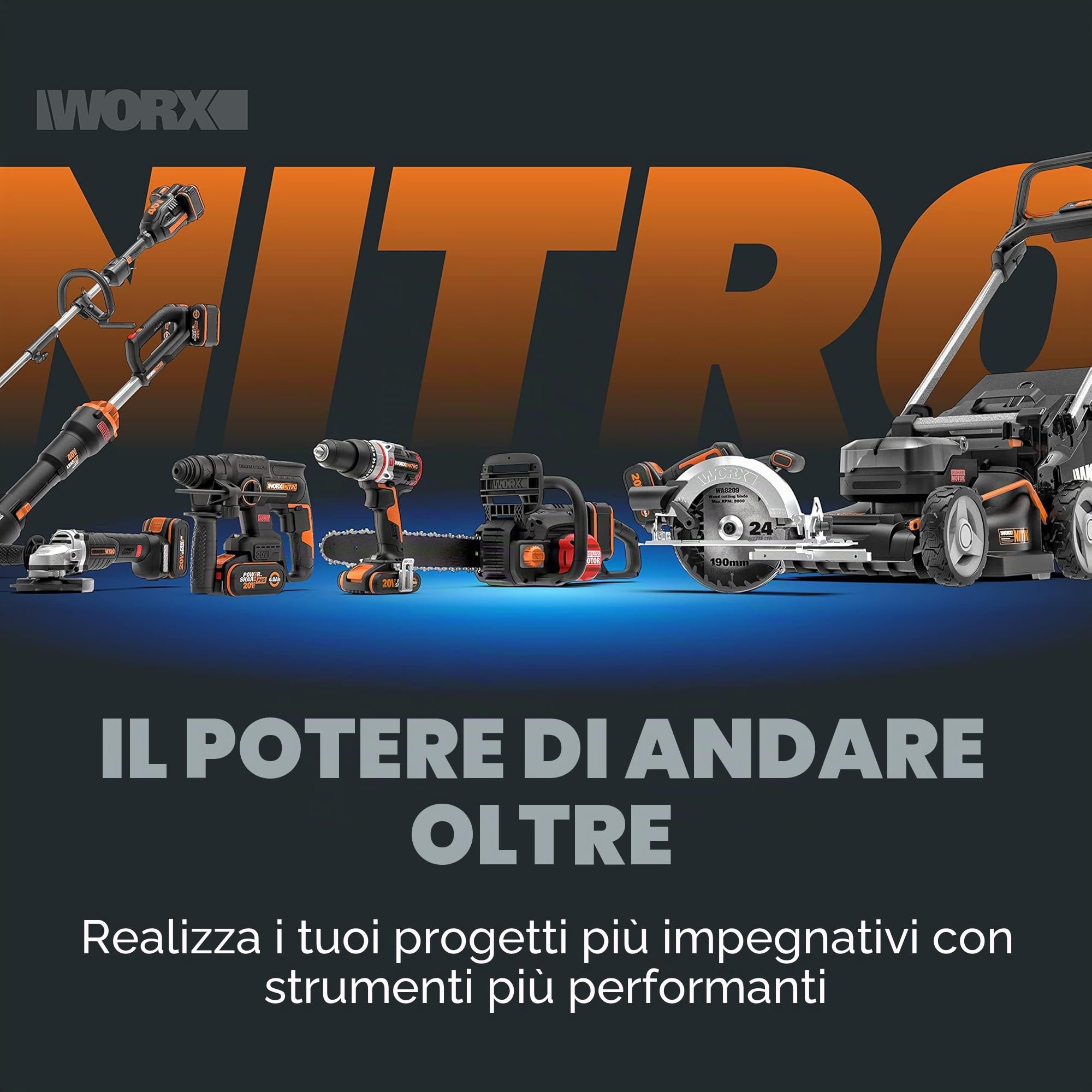 WORX NITRO WX842.9 Chiodatrice a batteria 20 V 18 GA – 80 chiodi/min – per chiodi da 15 – 50 mm – senza fili ad alta efficienza – risoluzione di inceppamento senza attrezzi