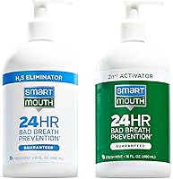 SmartMouth Original Activated Mouthwash: 24-Hour Bad Breath Protection, Zinc Ion Tech, Alcohol-Free, 32oz 2-Bottle System