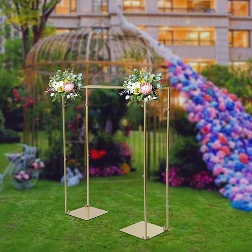Miniatura 3 de Soporte de arco de boda de 3.9 x 3.3 pies con bases, soporte cuadrado de metal para arco de boda con bases, para decoración de bodas, fiestas,