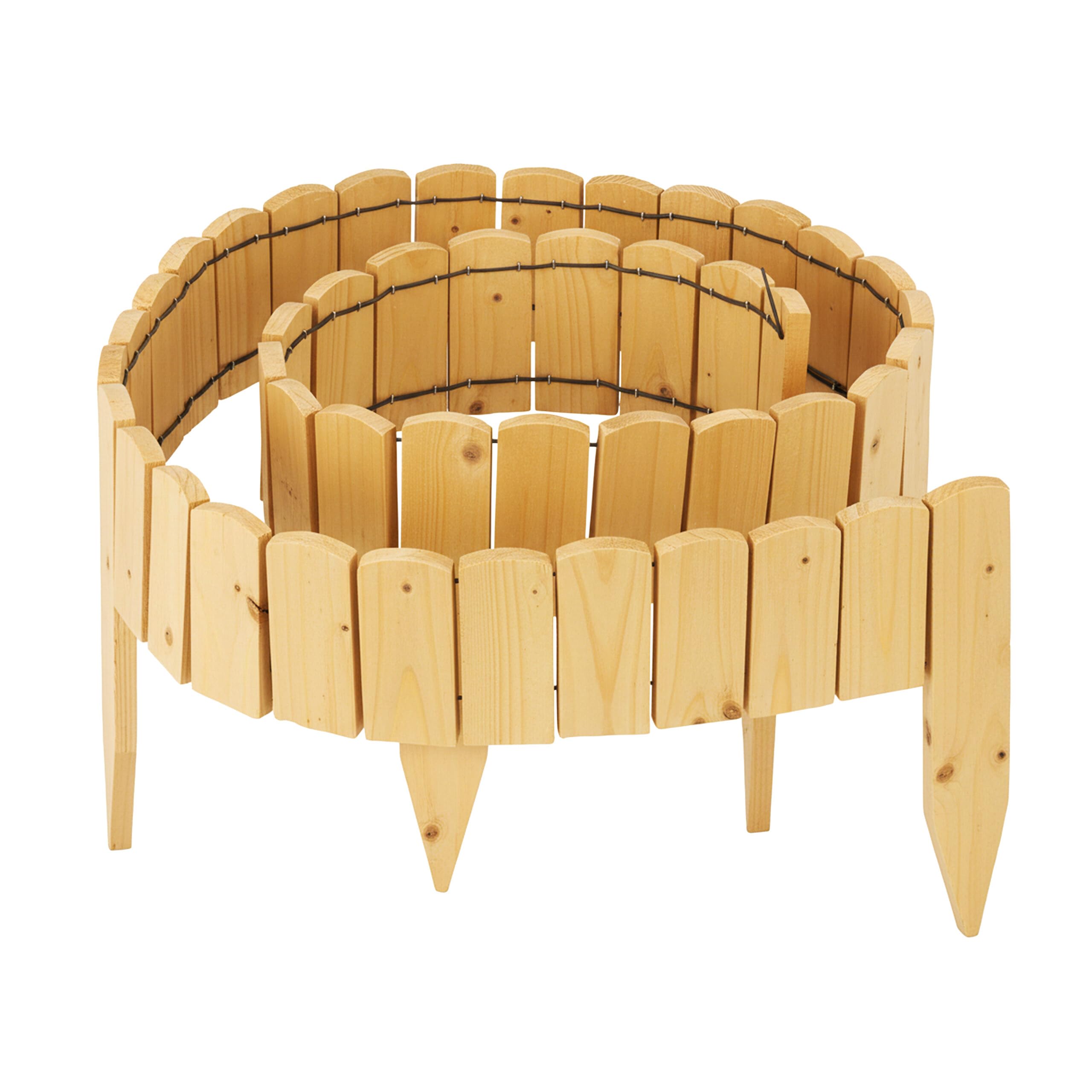 Relaxdays flexible wooden flower bed edging, 200 cm, 10 cm height, light brown, for pegging