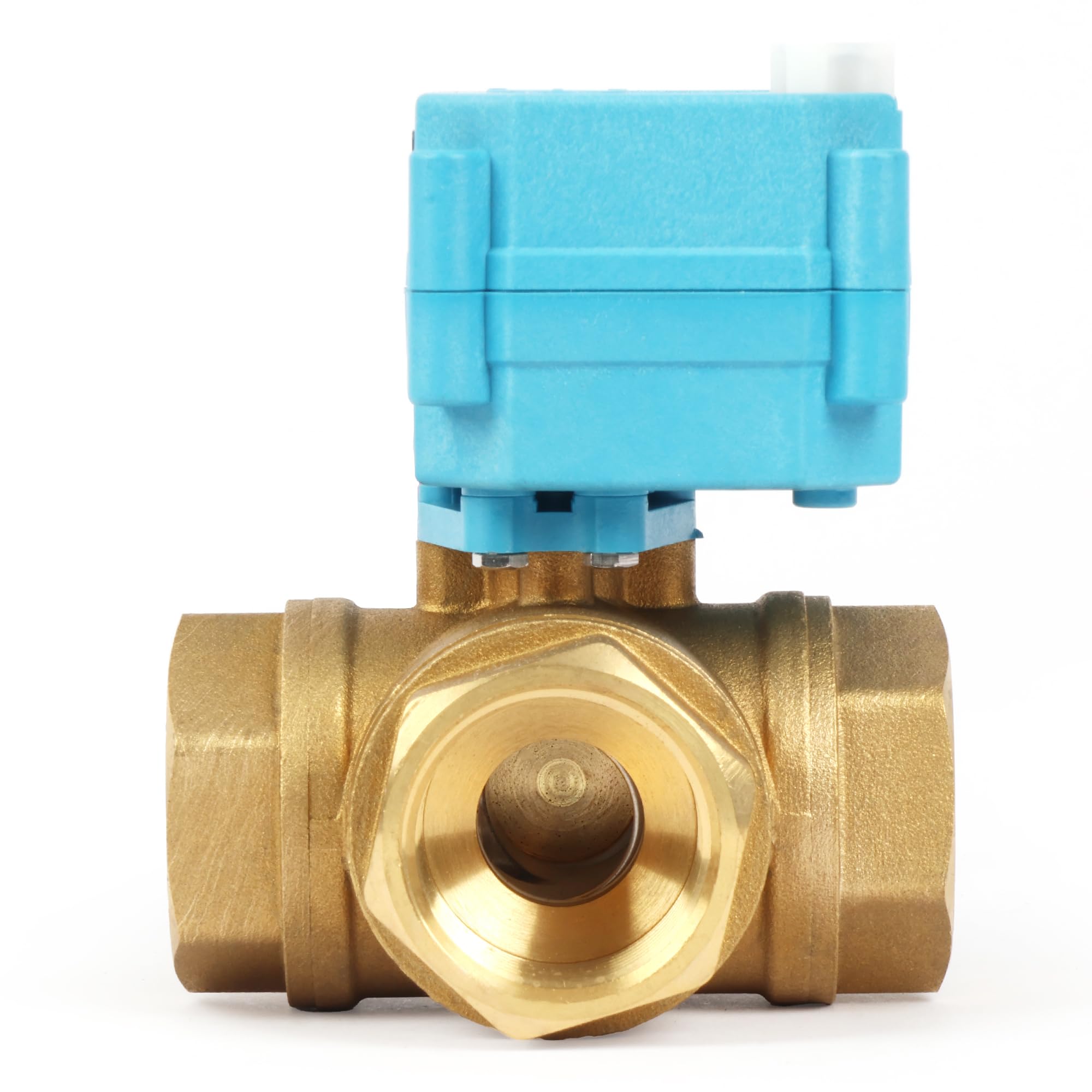 U.S. Solid 3 Wege Motorkugelhahn Messing Zonenventil - Kugelventil mit manueller Funktion - Hochbelastbarer vielseitiger T-Typ-Wasserabsperrhahn, Standardport(1", AC110-230V)