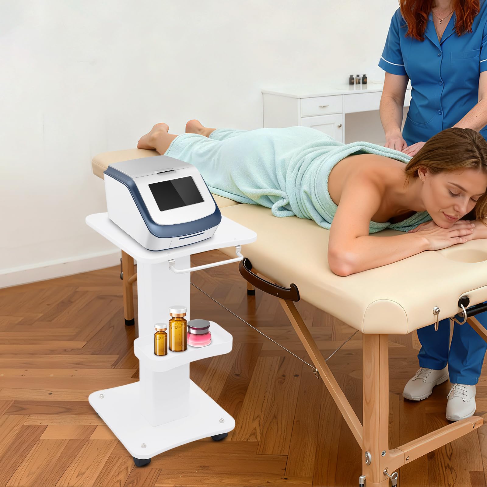Carrito portátil de cosméticos médicos con compartimento de almacenamiento y ruedas universales, carrito de trabajo ABS para salones de belleza y peluquerías, ideal para instrumentos de belleza, 34 x