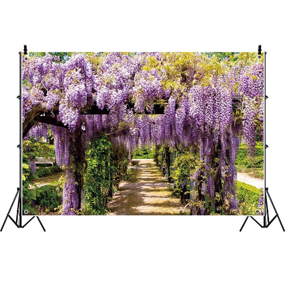 Amazon | Qinunipoto 藤の花背景布 3x2m 夏の花 紫の花背景 自然風景