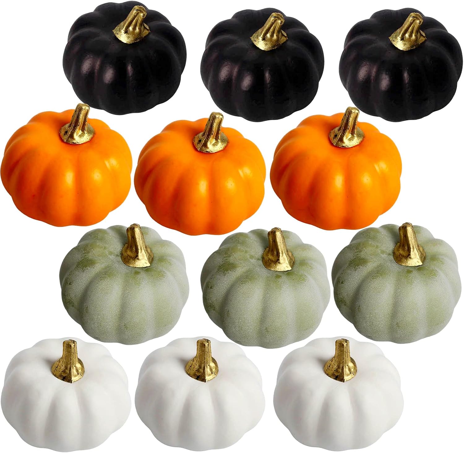 YAAVAAW Pack of 12 Autumn Decorative Artificial Pumpkin Small Mixed Colours Pumpkin Decoration Fake Foam Autumn Decorations for Home Thanksgiving Decoration Halloween Table Decoration Party Decoration Wedding DIY