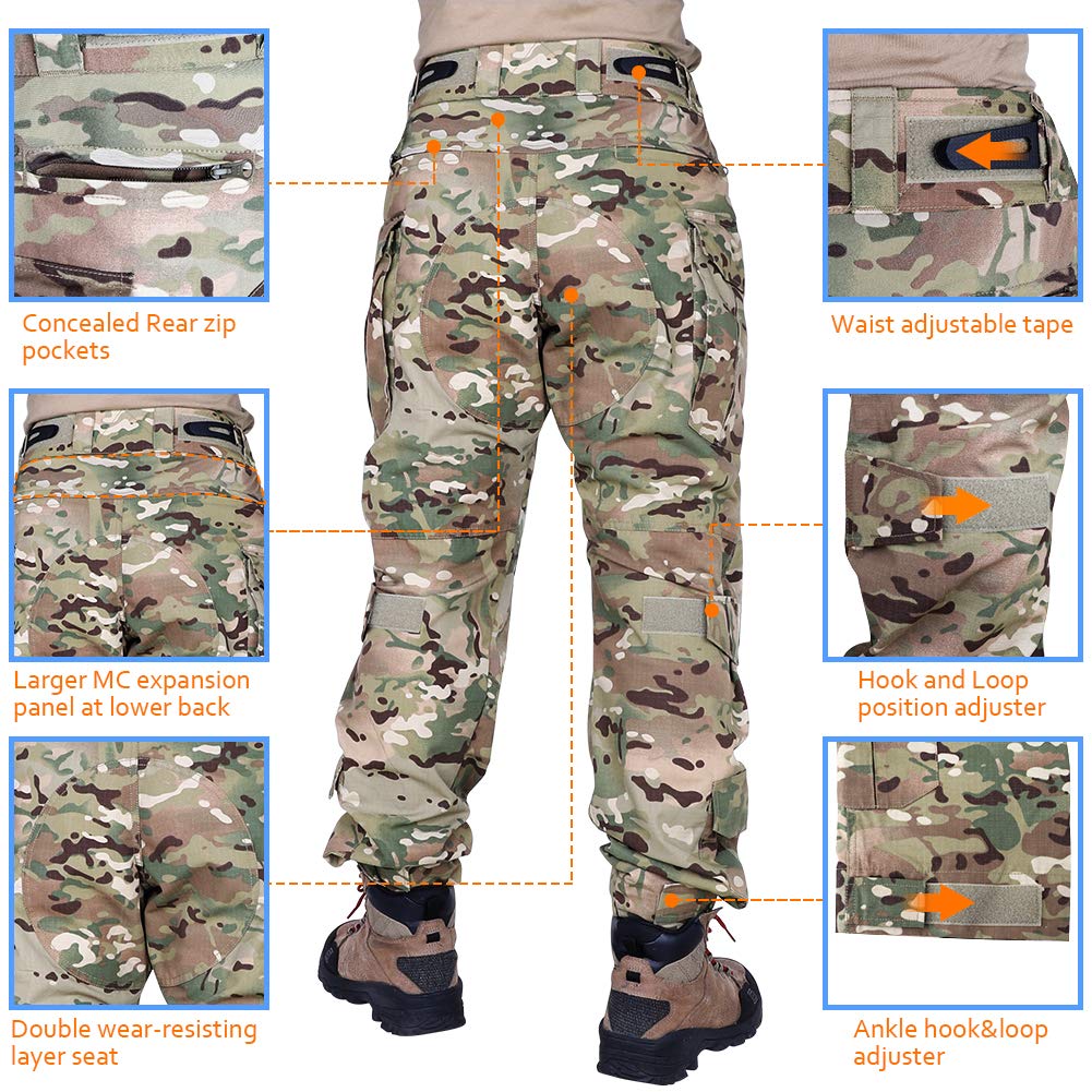 GEAR Pantalon de Tactique G3 avec Genouillères Pantalon de Combat pour Homme