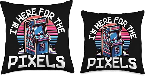 Miniatura 3 de Retro Vintage 80s Arcade Nostalgia Pixel Art Video Games Throw Pillow