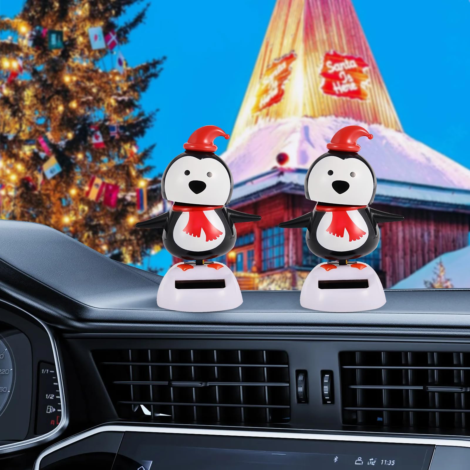 Figurines Dansantes Solaires De Noël - Père Noël, Renne, Sapin, Bonhomme De Neige - Pour Voiture Ou Bureau - 9