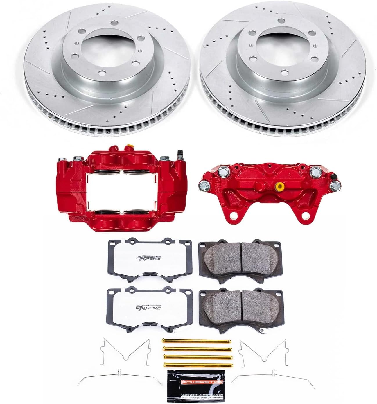 PowerStop Front Brake & Caliper Kit For Lexus GX460 2016-23 | Toyota 4Runner 2015-24 - Drilled and Slotted Truck & Tow Disc Rotors with Ceramic Brake Pads Upgrade, KC5873A-36