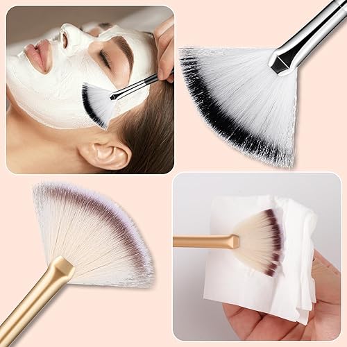 Miniatura 4 de 12 cepillos de abanico para faciales suaves y delgados para mascarillas faciales aplicador de cepillo para máscara de ácido glicólico, máscara de