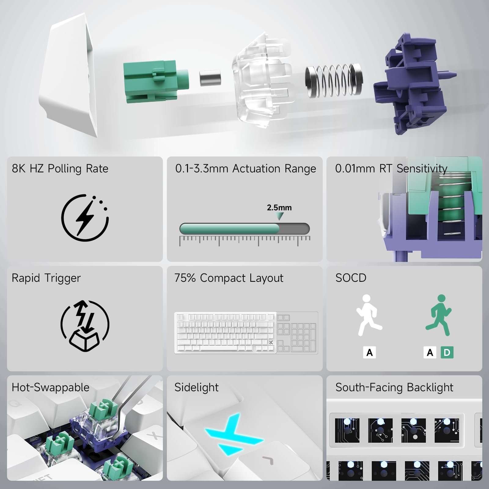 値下げ可能！MCHOSE JET 75 Amazon.com: ZMX MCHOSE Jet 75 Rapid Trigger RGB Gaming Keyboard,75