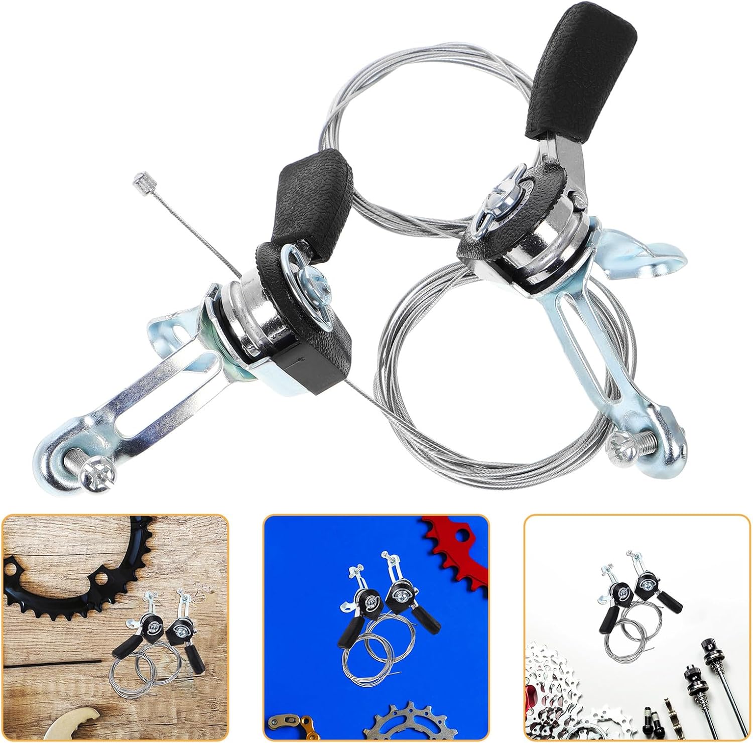 Aluminum Stem Mount Shift Lever Pair with Cable Flexible Universal Throttle Control Cable for Bicycle Gear Shifter and Outdoor Cycling Components