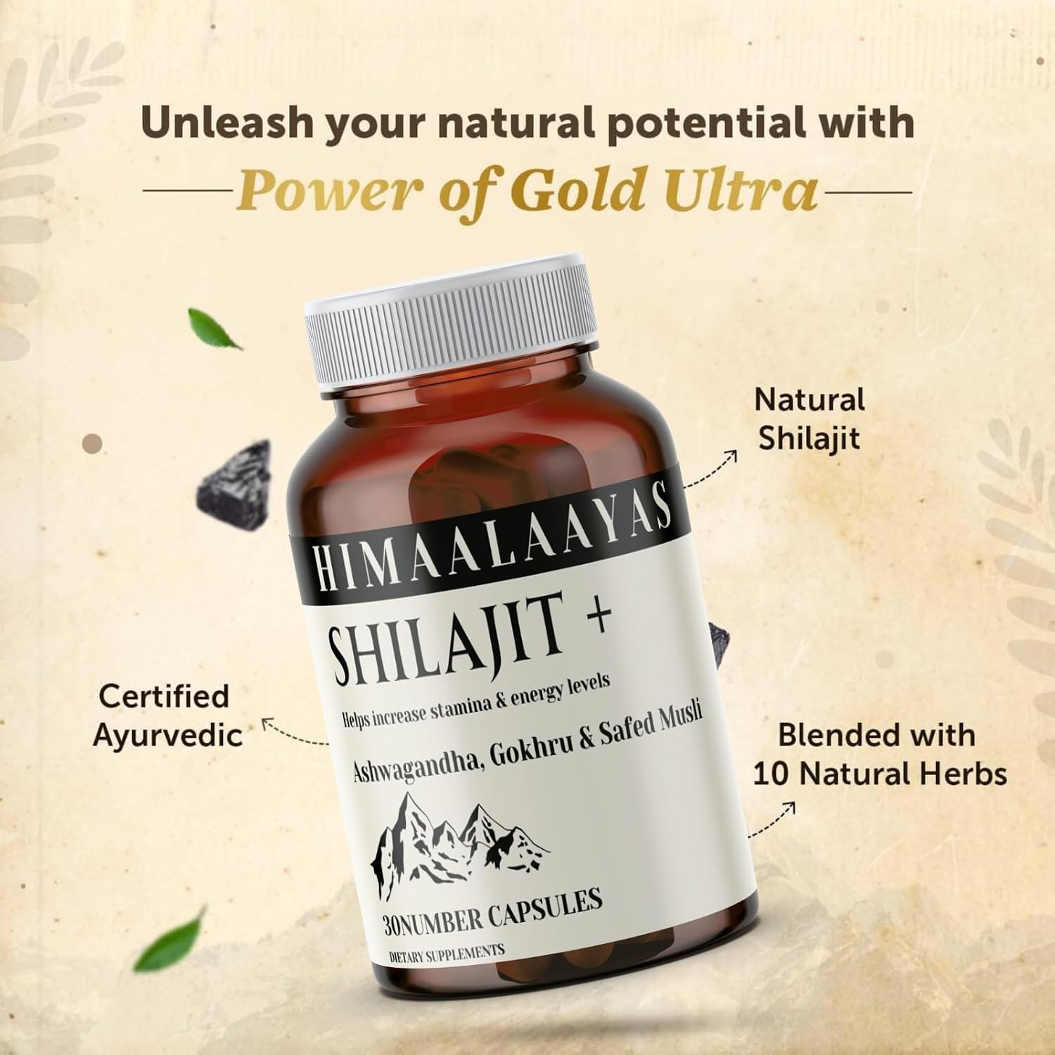 Herbo Ridouane Shilajit 100 % pur de l'Himalaya 300mg, résine douce