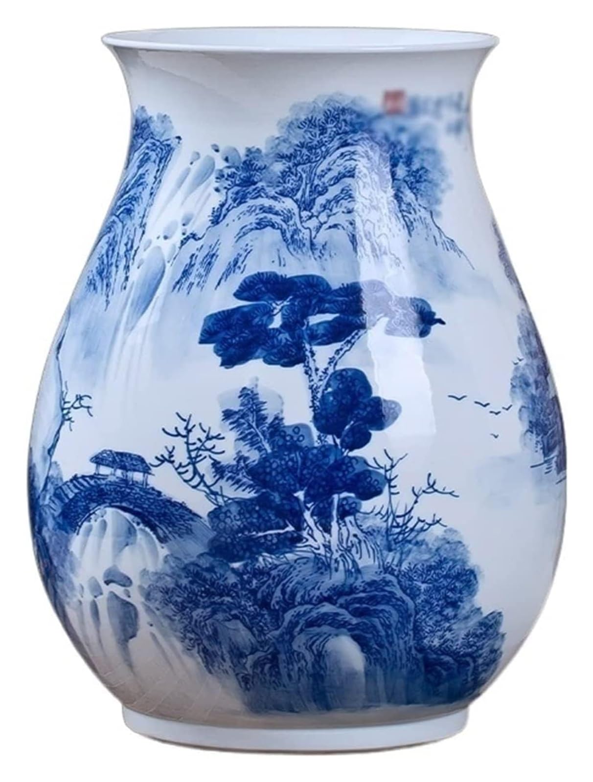 asdchZen Vase Vase For Decor Ceramic Vase 13.3 Inch Large Blue And White Porcelain Flower Vase