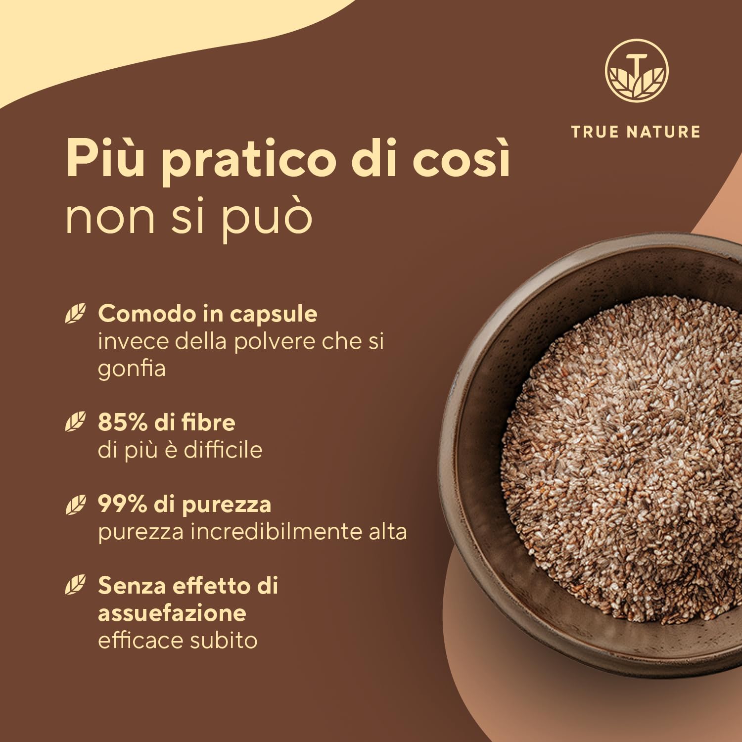 Bucce di psillio BIO - 360 capsule - Alto dosaggio - 4500 mg dose giornaliera - Origine: India - 88% di fibre - Vegan, Testato in Laboratorio, Produzione Tedesca - TRUE NATURE