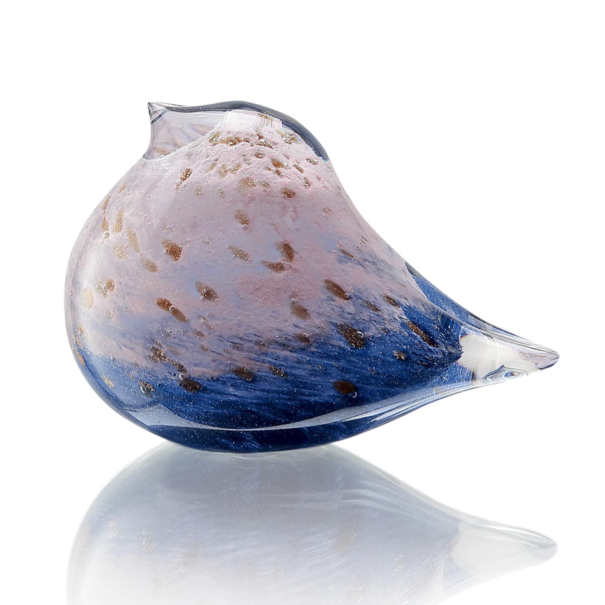 Figurine en verre oiseau moucheté bleu idée cadeau anniversaire et crémaillère