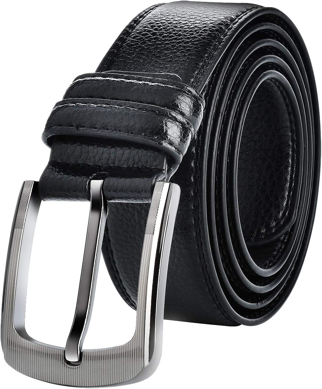 Mens Belts Big and Tall 36"-70" Men Leather Belt Casual Work Dress Belt,Black & Brown Colors (56"-59" Waist, Black)