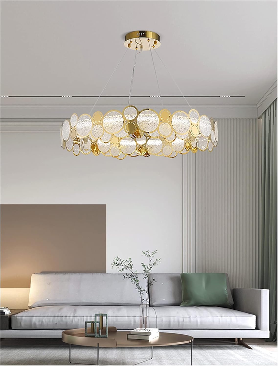 Postmodern Luxury LED for Living Dining Room Bedroom Simple Fixtures Restaurant Clothing Store Glass Hanging Lamp (Color : Smokygray-D96cm Size : Changeable) (Diamondglass d56cm) image 4