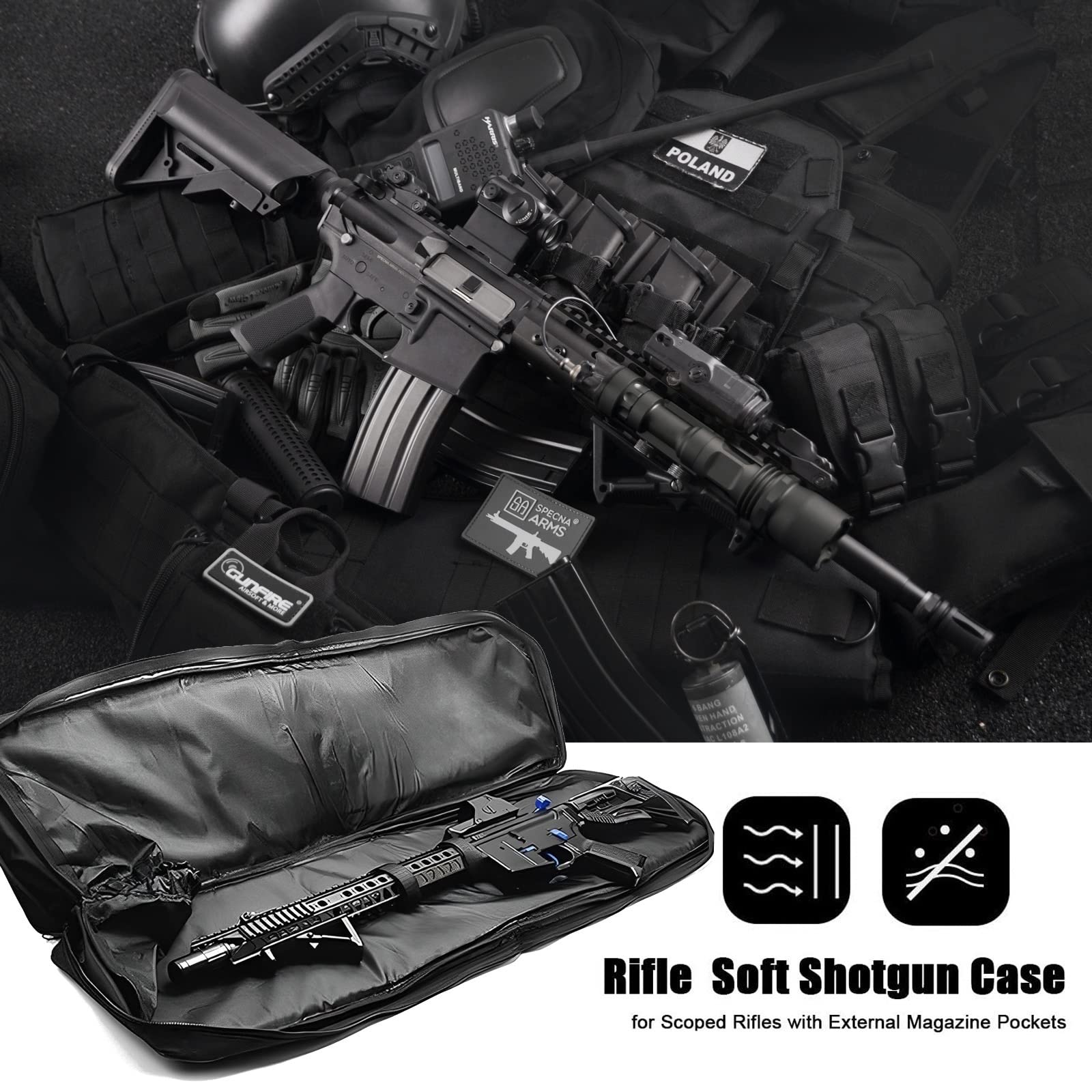 Bolsa táctica para Armas Armas largas, Bolsa Doble para Armas de 85/100/120 cm con Correa Ajustable para el Hombro, Estuche para Armas largas para Almacenamiento de Equipo de Caza