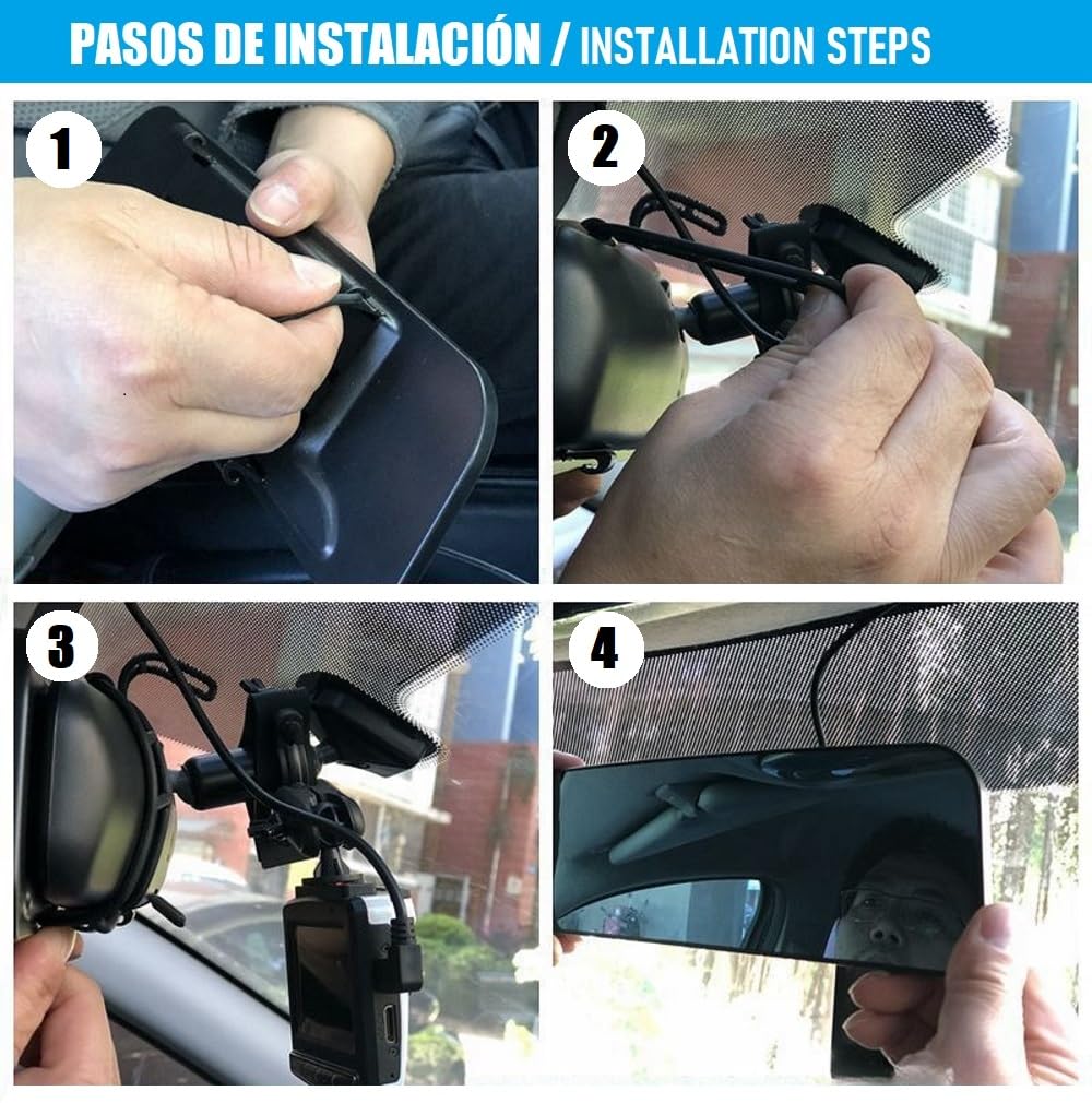 Espejo Retrovisor Antideslumbrante con Correa en el Interior del Vehículo de 30 * 8 cm, Espejo Retrovisor Panorámico Gran Angular para Automóvil, SUV y Camionetas