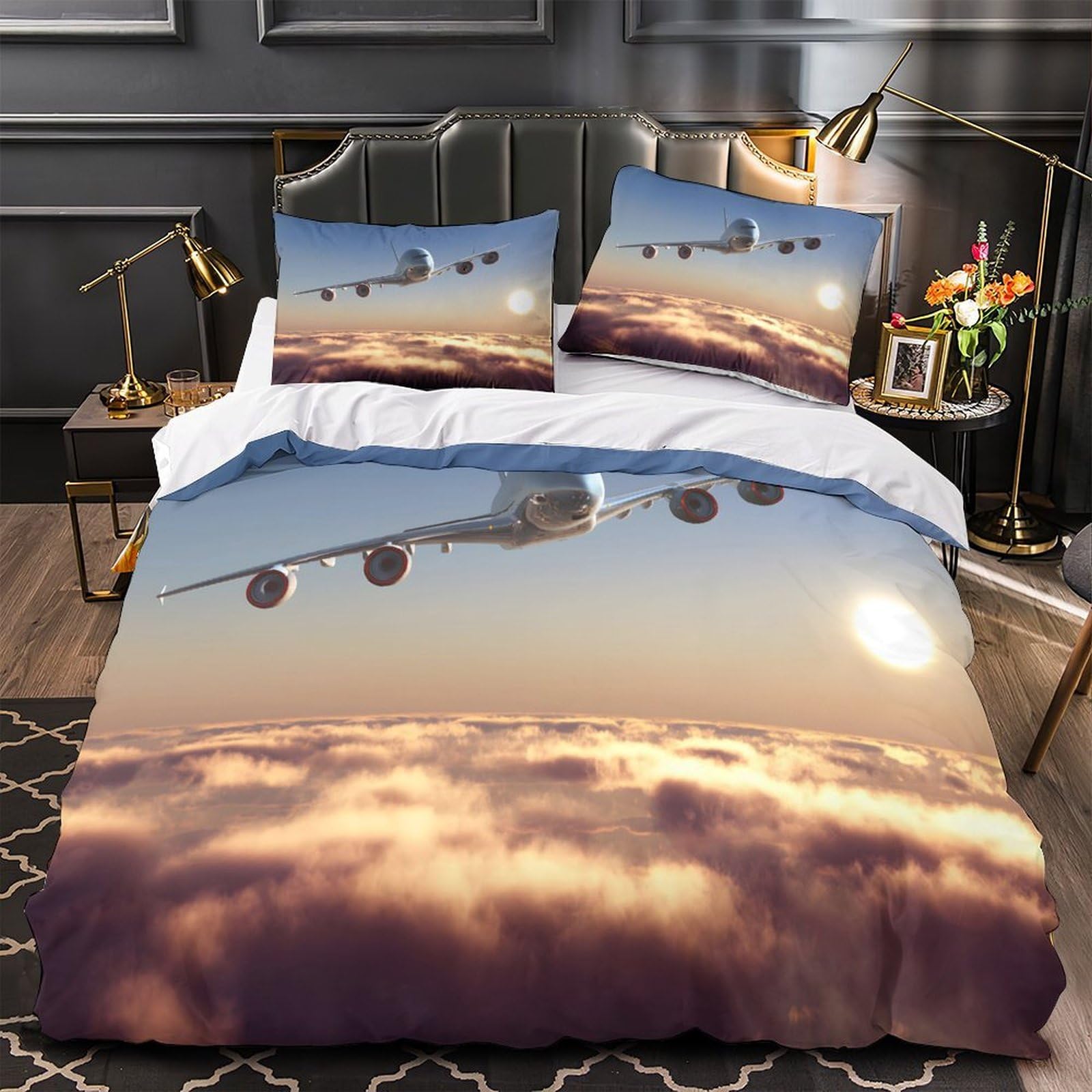 Housse de couette avion impression 3D haute définition 135x200cm