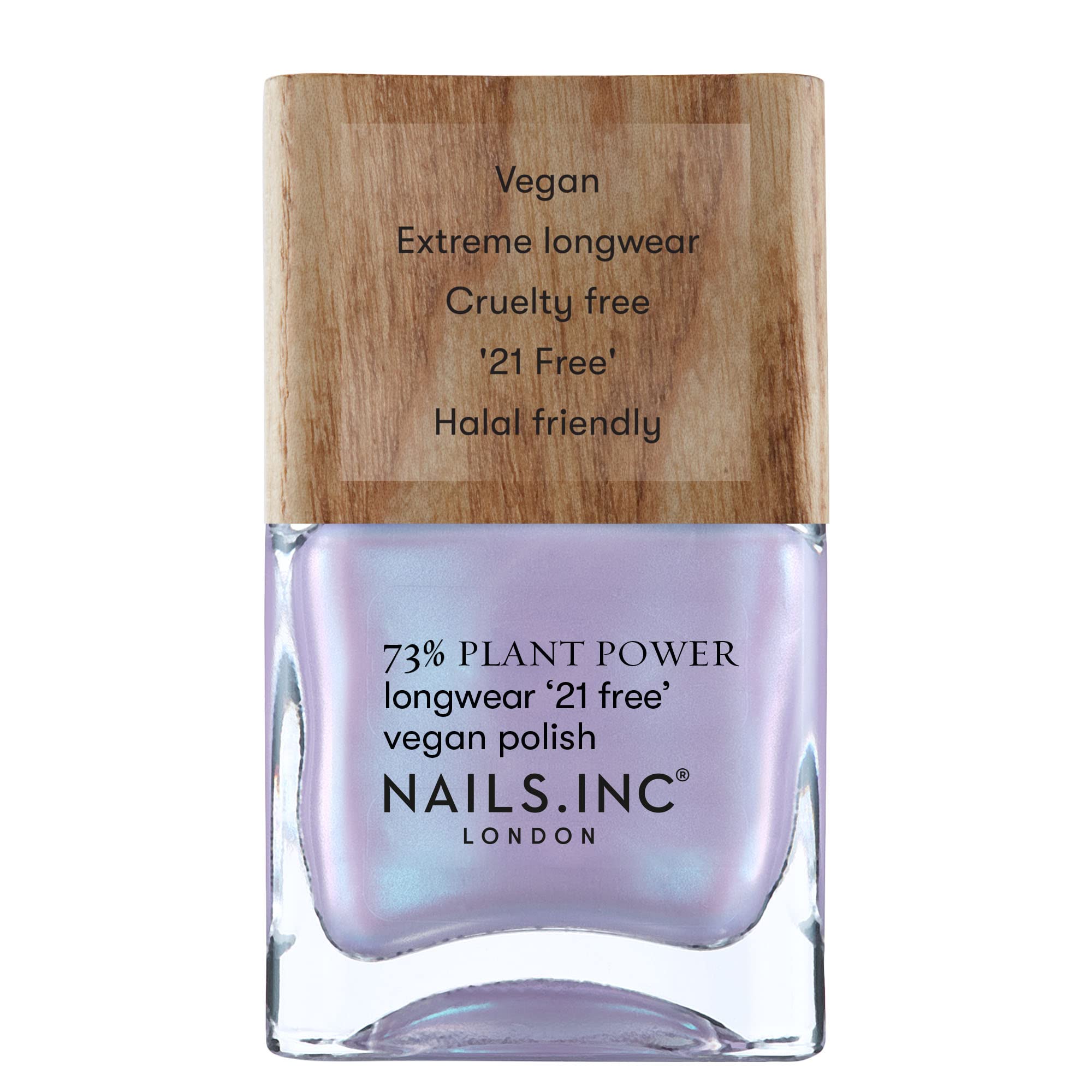 Nails.INC 73% Plant Power Nail Polish, Long Lasting Nail Color Lasts Up to 10 Days, Quick Drying, Cruelty Free, Vegan, 21 Free Formula, Eco Glow, (14ml)