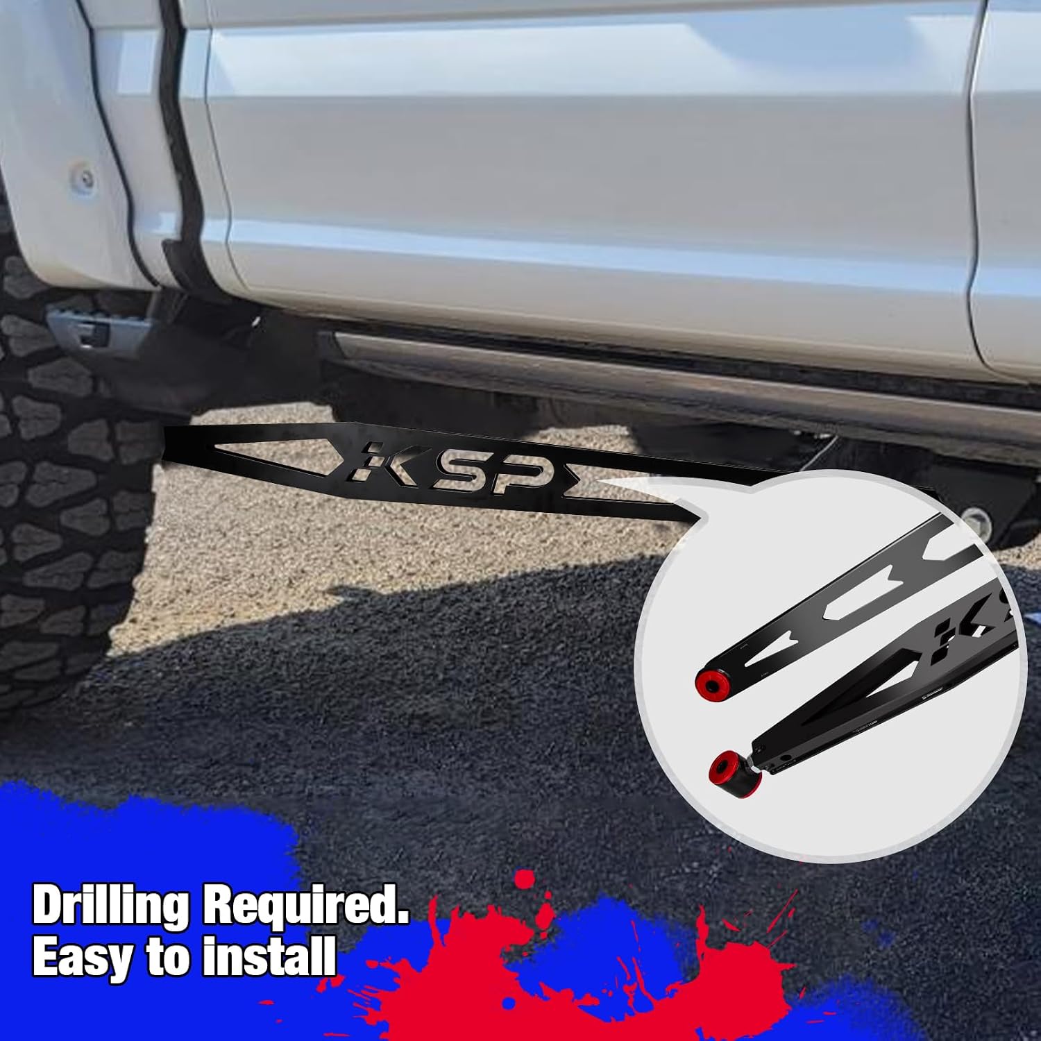 KSP 5-7in F150 Rear Traction Bar Kits, Adjustable Heavy Duty Axle Traction Bar Compatible with F150 4WD 2015-2020, Carbon Steel Suspension Lift Bar Stabilizing Leaf Spring Chassis (Black)