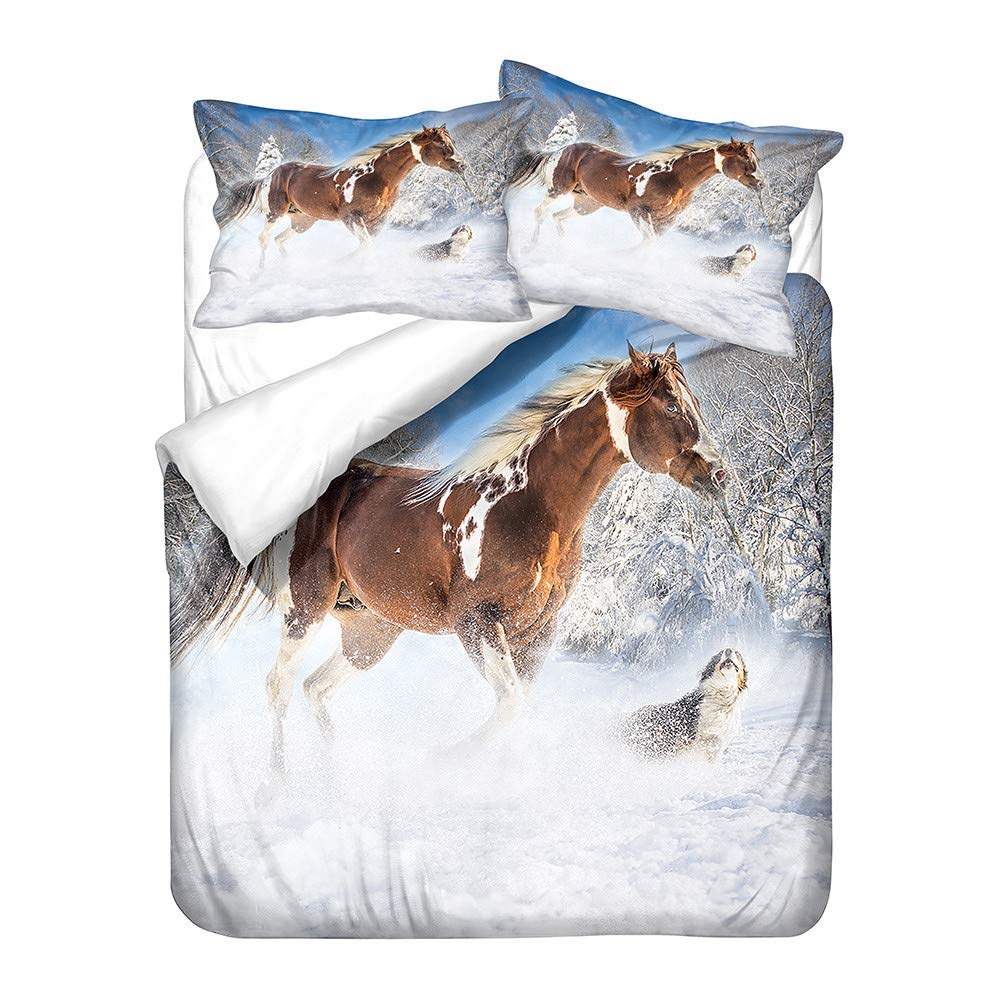 Housse de couette cheval des neiges pour une ambiance de chambre hivernale