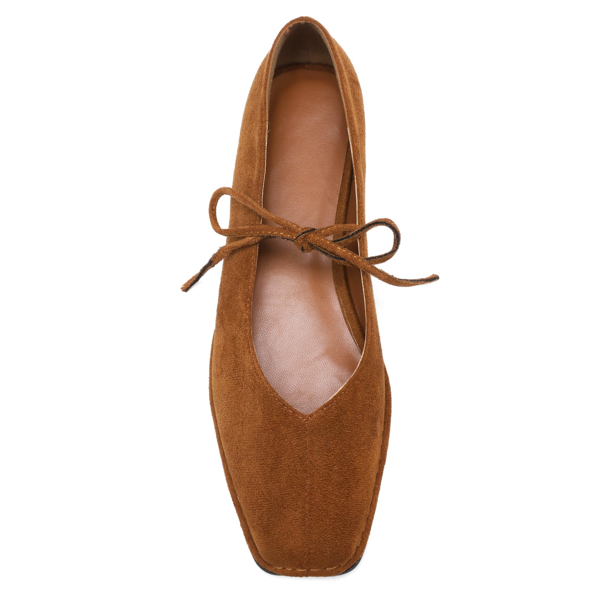 VorisVina Lace Up Square Toe Ballet Flats