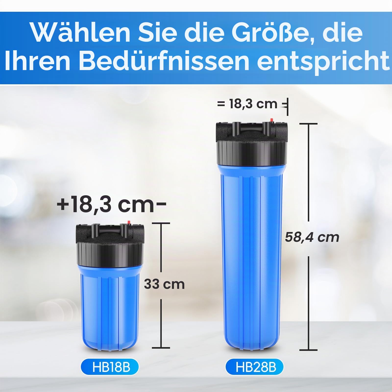 iSpring HB28B 20 Zoll Wasserfiltergehäuse für das ganze Haus, passend für 4,5 x 20 Zoll Kartusche, 1 Zoll Auslass/Einlass