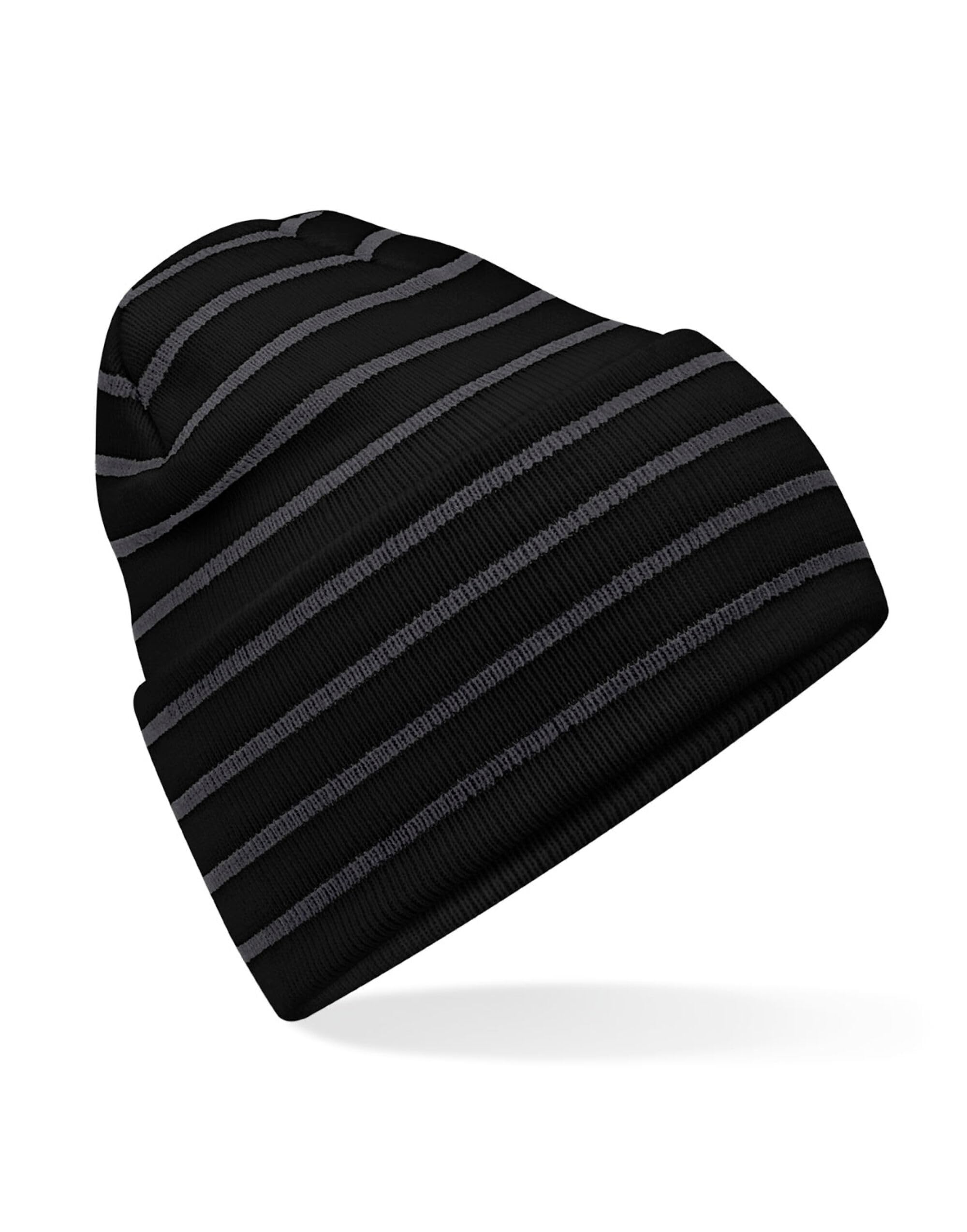 4Sp Unisex Black/Grey 4Sp®Original Deep Cuffed Striped Beanie Hat (Uk, Alpha, One Size, )