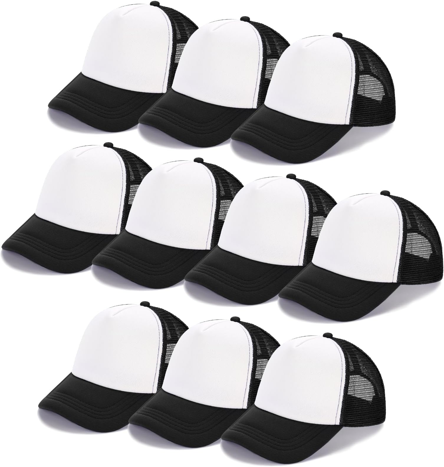 10 Pack Trucker Hat Mesh Sublimation Blank Hats Adjustable Baseball Caps Hats for Men Women
