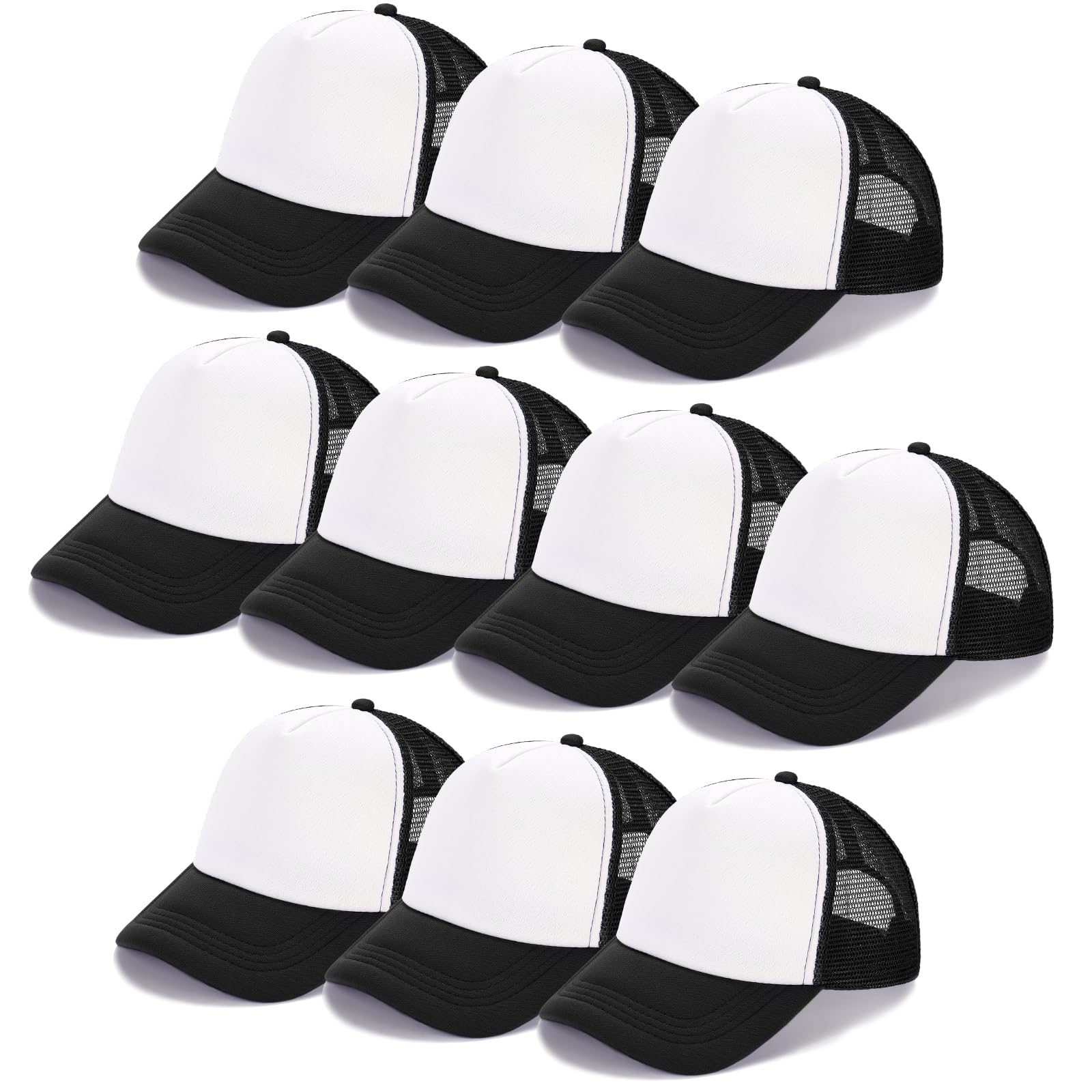 10 Pack Trucker Hat Mesh Sublimation Blank Hats Adjustable Baseball Caps Hats for Men Women