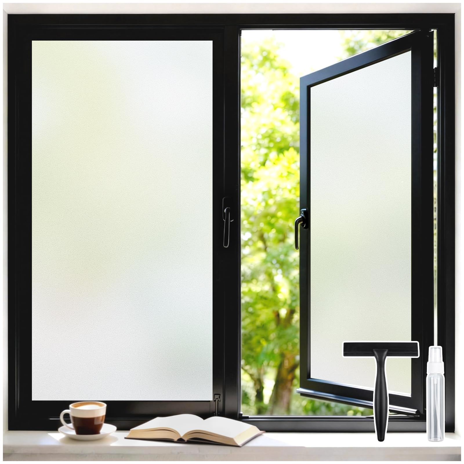 DOWELL Frosted Window Film Privacy Film for Glass Windows with Installation Tools, Opaque Frosting Cover for Bathroom Bedroom Kitchen and Office, Self Adhesive Static Cling Removable, 90x300cm โ image 1