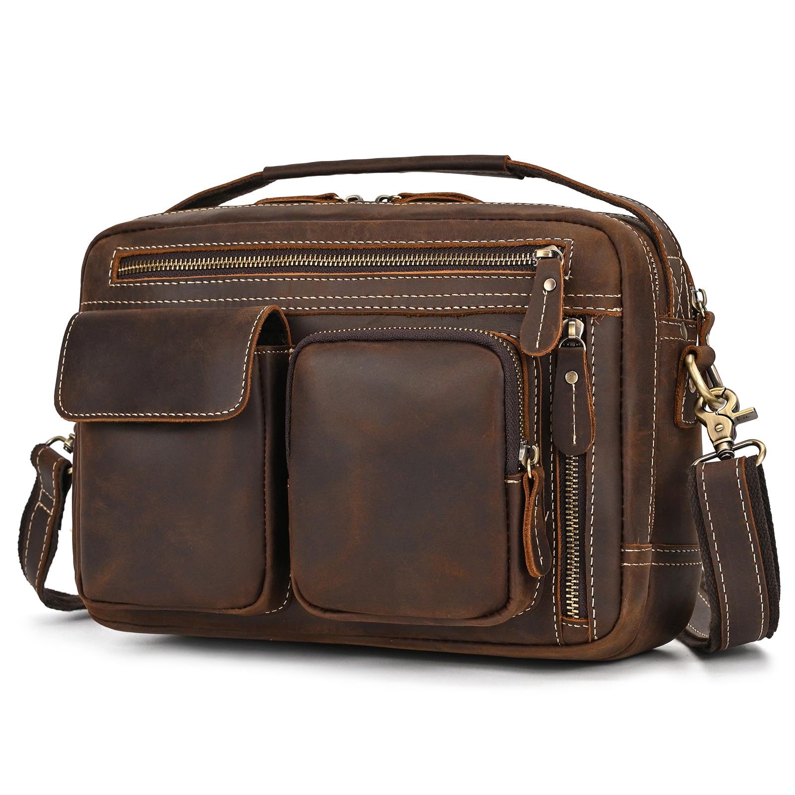 Sacoche Homme Bandouliere, Parfait pour Voyages & Quotidien - Petit Sac Messenger Vintage pour iPad 9,7 Pouces - Sac à Bandoulière Moderne pour Hommes