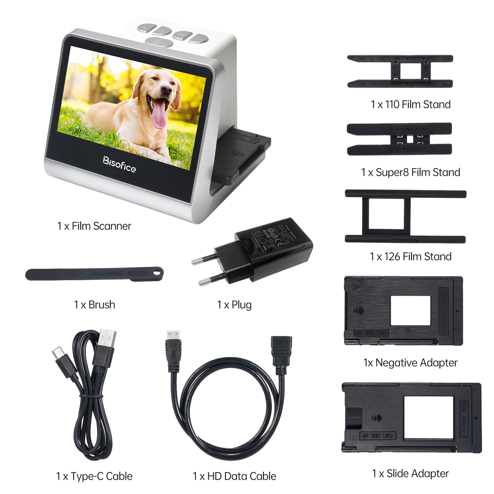 Domary Scanner per Pellicole da 14 MP con 5 Schermi LCD Memoria Incorporata da 16 GB Converte 135 126 110 Negativi di Diapositive Super8 in JPEG Supporta PC TV per L'archiviazione