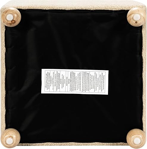 Miniatura 24 de Homebeez Taburete otomano de almacenamiento con reposapiés otomano con tapa con bisagras/patas de madera (flor 2) Flor-2,Beige,Con