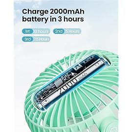 Gaiatop Mini Portable Stroller Fan, Battery Operated Small Clip on, Detachable 3 Speed Rechargeable, 360 Rotate Flexible Tripod Better Cooling for Car Seat Crib Treadmill Travel Green