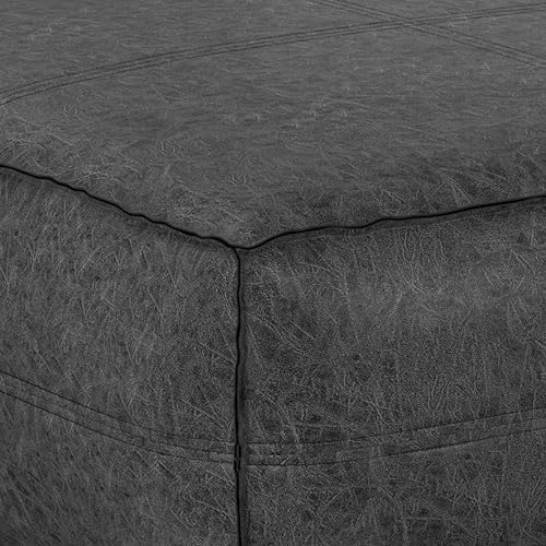 Miniatura 76 de SIMPLIHOME Brody - Puf cuadrado grande de 30 pulgadas de ancho, color gris envejecido, otomana de piel sintética vegana, reposapiés o asiento