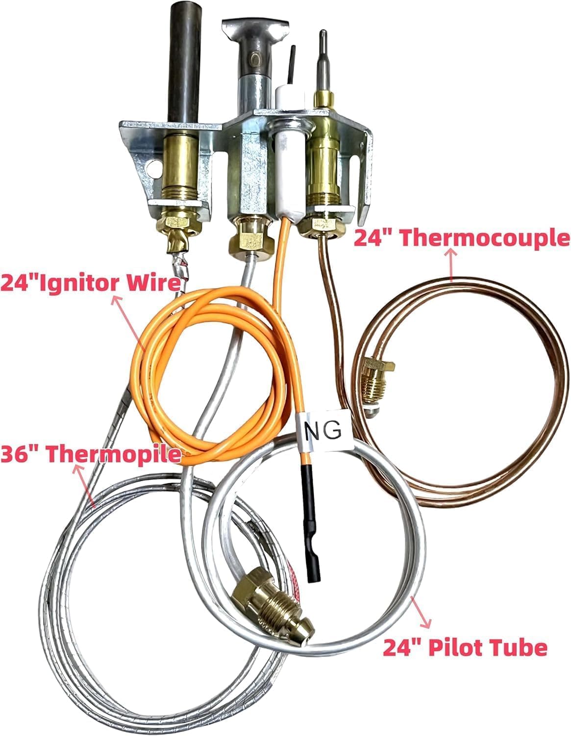 4021-732 Natural Gas Pilot Assembly Replacement Part for Heatilator, Heat N Glo and Quadra-Fire Gas Fireplace,25660 Pilot Assembly with Thermocouple, Thermopile Replacement Parts