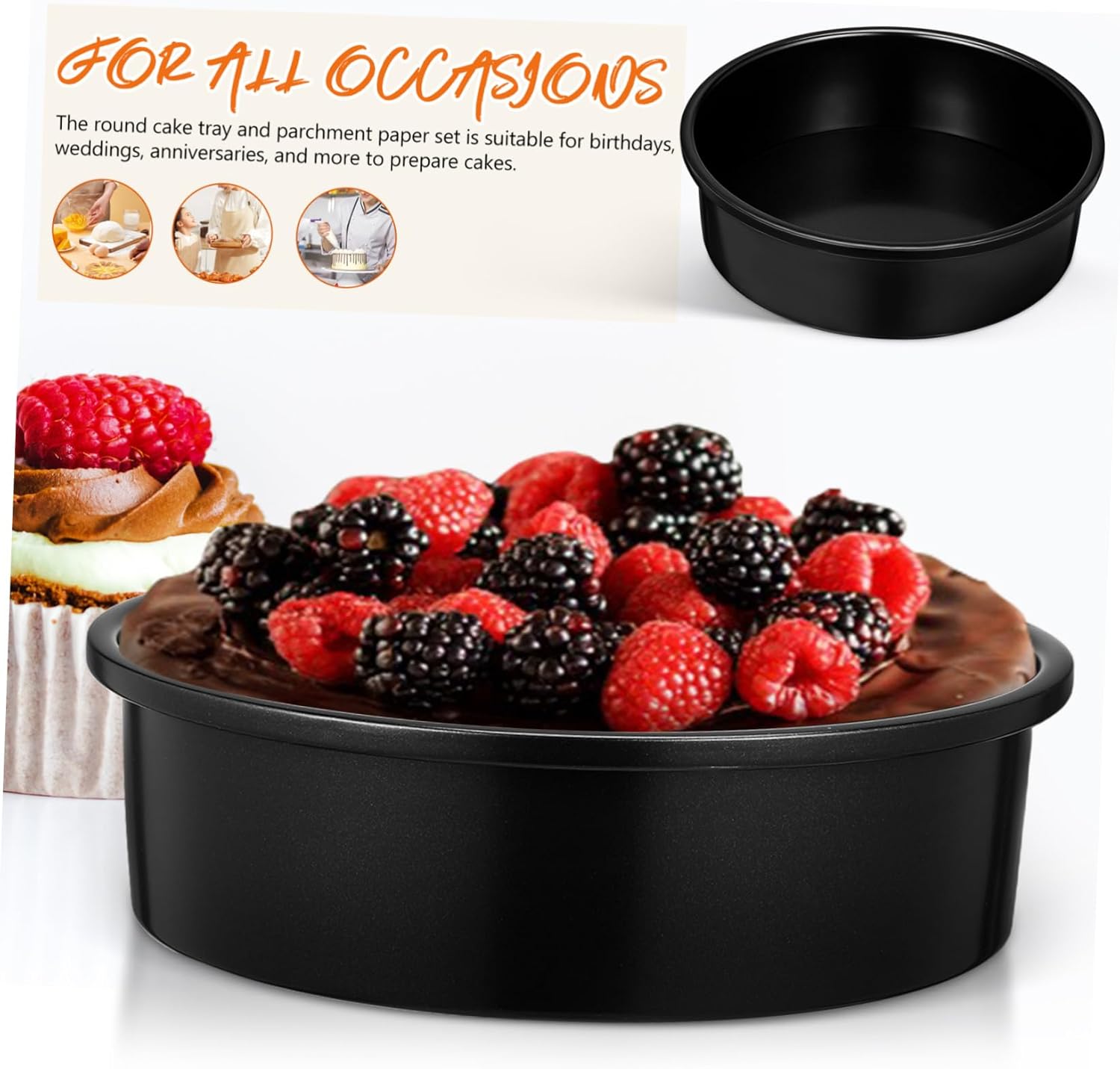 3pcs Nonstick Round Cake Pans with Parchment Paper Baking Molds for Versatile Cakes for Birthdays Weddings and Desserts Construction