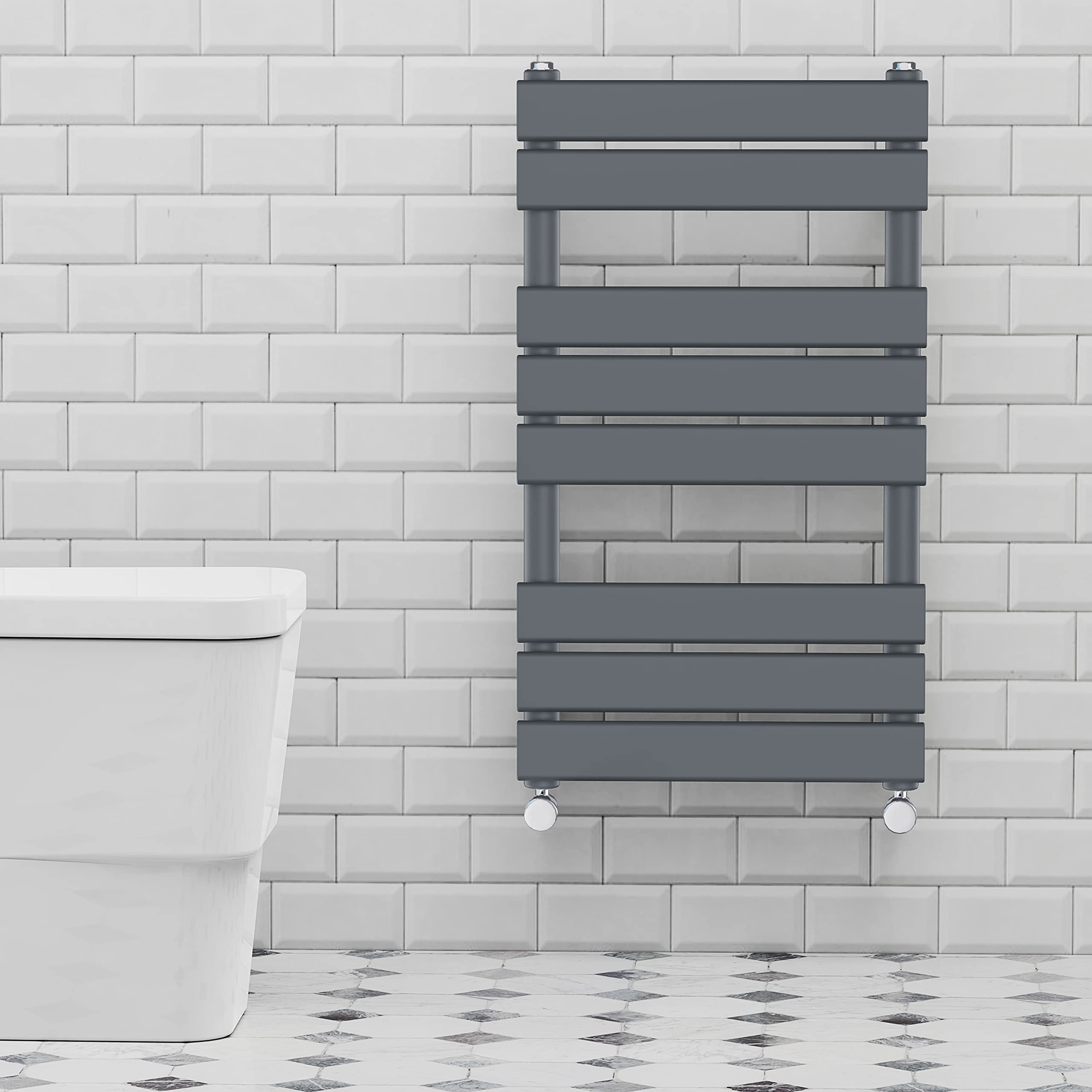 Warmehaus Anthracite 800x450mm Flat Panel Heated Towel Rail 68mm