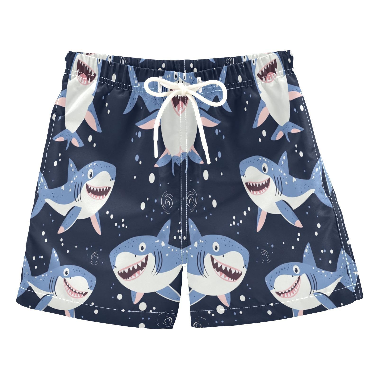 Jucciaco Boys Swim Trunk Quick Dry Beach Board Shorts Shark Cartoon Fish Ocean Swimwear for Kids