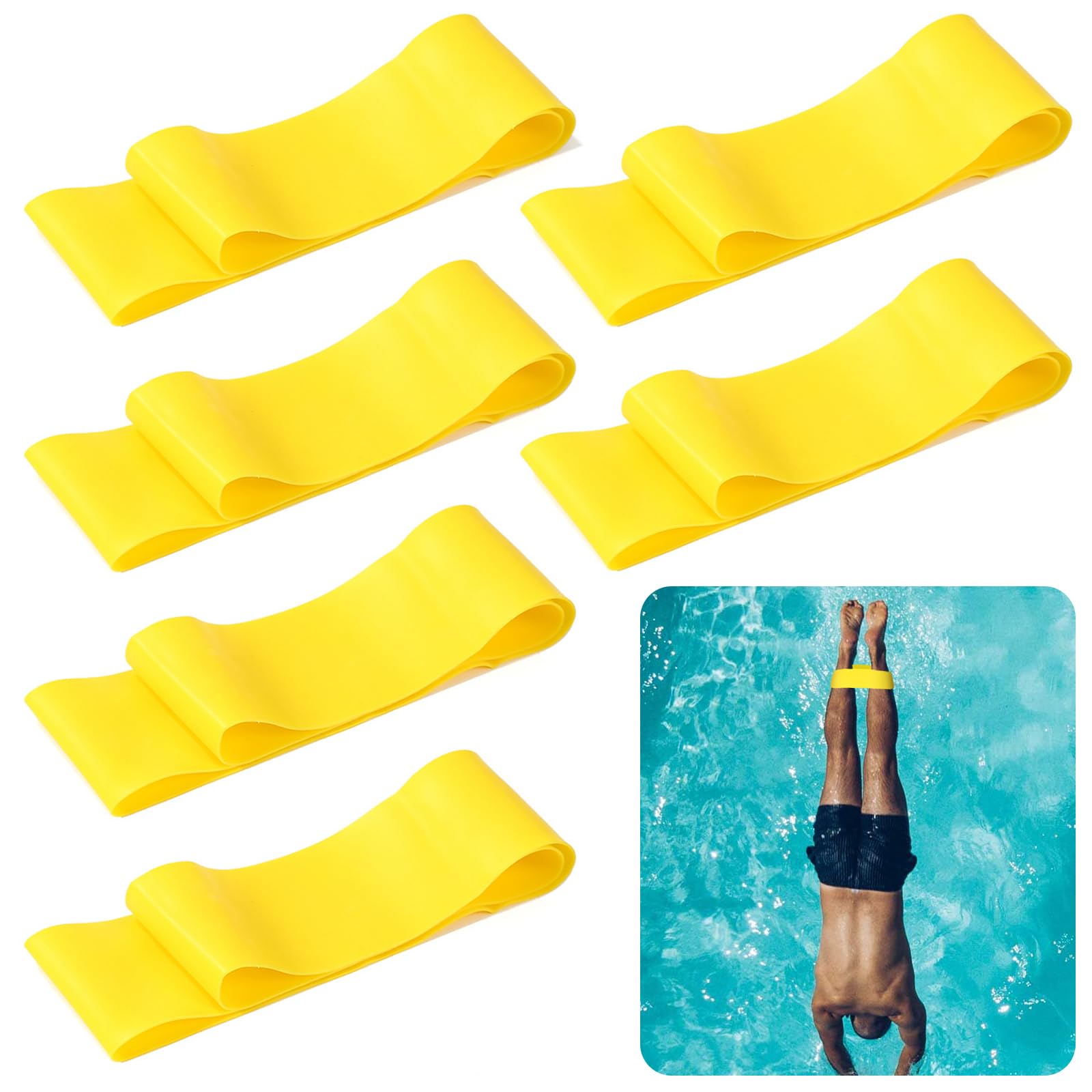 6 Pcs Rubber Swimming Ankle Bands, Pulling Swimming Strap for Legs Strength Training, Water Ankle Resistance Bands Swim Gear for Kid Adults Beginners