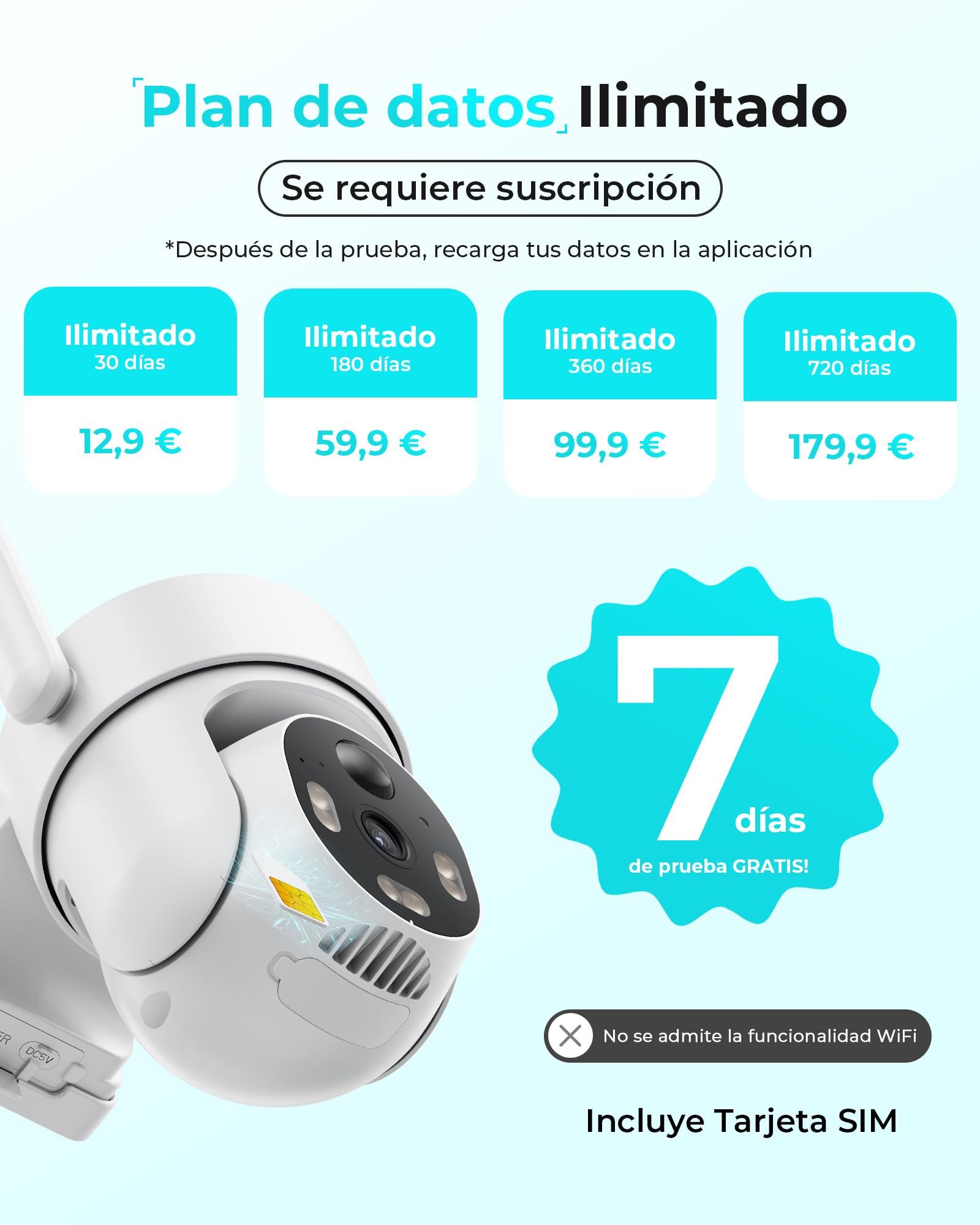 SEHMUA 4G LTE Camara Vigilancia Exterior con Panel Solar, 2K PTZ 355°/100° Camara Vigilancia con Tarjeta Sim sin WiFi, Detección Humana PIR, Color Visión Nocturna, IP66, Audio de Dos Vías, 2 Unidad