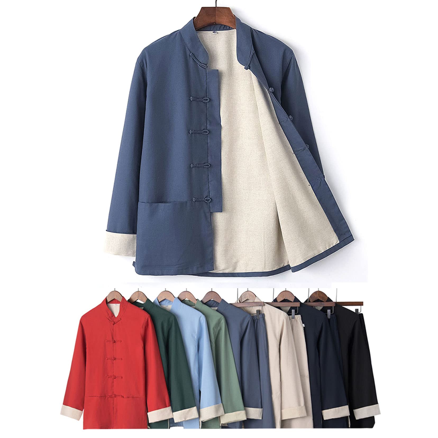 Tang Pak Traditionele Chinese Kleding Voor Mannen Volledige Mouw Kung Fu Kleding Nieuwjaar Kleding Vintage Party Heren Jas